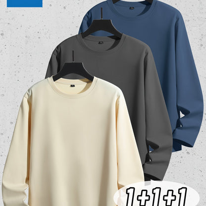 Linea Uomo+ Classic - Jeanswest Maglietta Uomo a Manica Lunga in Puro Cotone