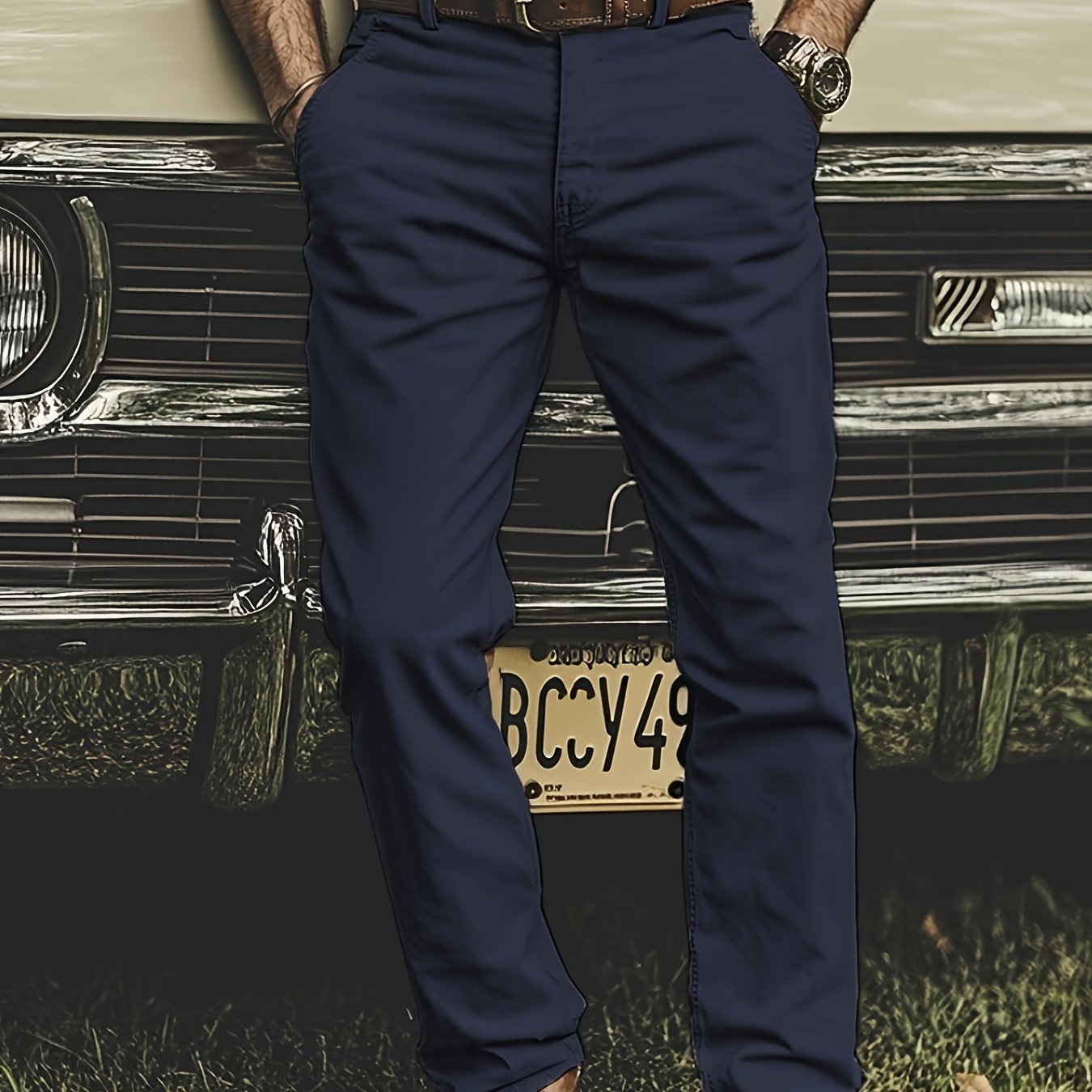 Pantaloni Chino da Uomo in Tinta Unita, Leggermente Elasticizzati, Comodi e Casuali per le Attività Quotidiane all'Aperto