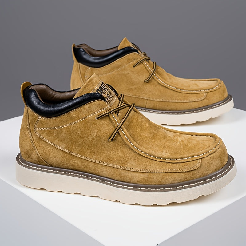 Scarpe Derby Genuine da Uomo - Stivali alla Caviglia Marroni con Chiusura a Lacci, Comode e Traspiranti, Versatili per Tutte le Stagioni, Perfette per Abbigliamento Casual, Calzature Quotidiane | Stivali alla Caviglia Sottili | Suola in Gomma Durevole