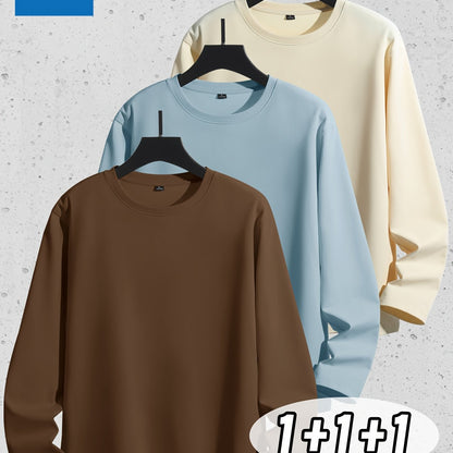 Linea Uomo+ Classic - Jeanswest Maglietta Uomo a Manica Lunga in Puro Cotone