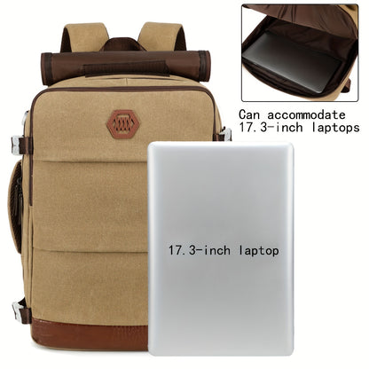 Zaino da Viaggio Approvato dalle Compagnie Aeree con Porta di Ricarica USB, Scomparto per Scarpe e Custodia per Laptop da 99,8 cm - Borsone Leggero per Università Uomini e Donne, Design Marrone & Beige, Spallacci Regolabili, Tasche Multiple, Solo Lavaggio
