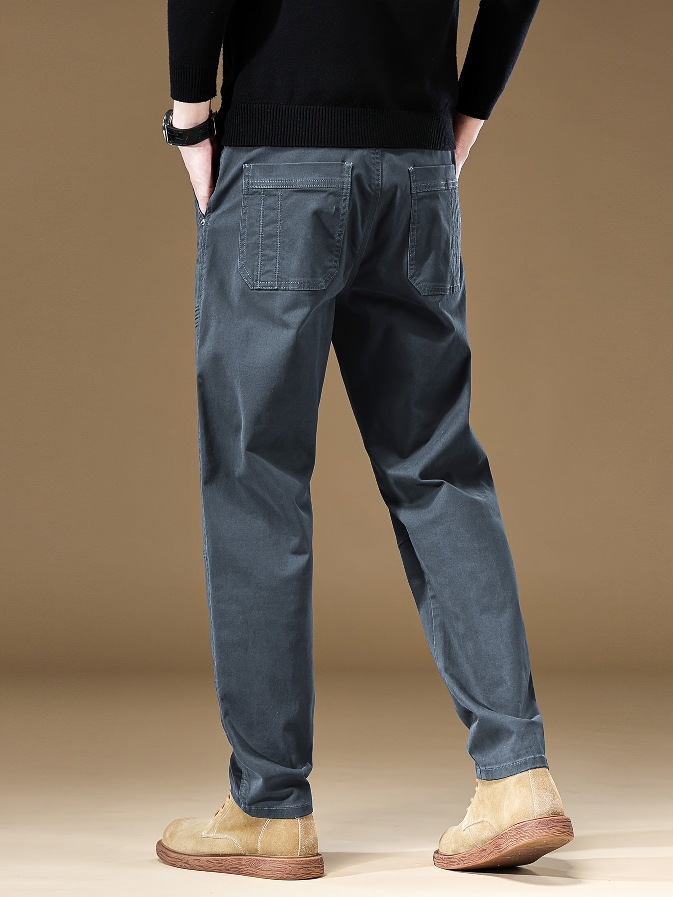 Pantaloni cargo casual da uomo - Vestibilità ampia, vita con coulisse, più tasche, beige, comfort per tutte le stagioni, perfetti per attività all'aperto, pantaloni da esterno | Pantaloni con vestibilità rilassata | Tasche funzionali