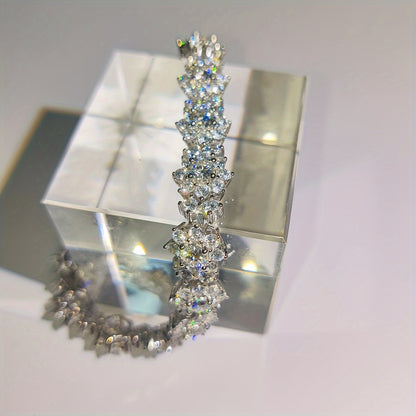 1 braccialetto da 1 pezzo in S925 925 925 argentato con intarsi di moissanite e girasoli, braccialetto floreale vintage hip hop alla moda per Halloween, Natale, Black Friday, feste e regali di compleanno, Fudazhubao, accessorio per le feste, regalo di com