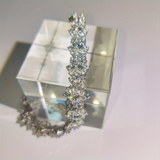 1 braccialetto da 1 pezzo in S925 925 925 argentato con intarsi di moissanite e girasoli, braccialetto floreale vintage hip hop alla moda per Halloween, Natale, Black Friday, feste e regali di compleanno, Fudazhubao, accessorio per le feste, regalo di com