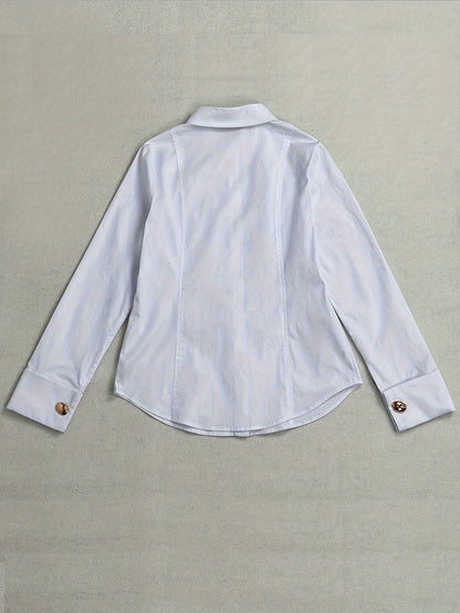 Linea Milano- Camicia classica nera a maniche lunghe con bottoni dorati per donna -