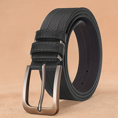 2pz Cinture di Lusso FLAGIA da Uomo - Fibbia Quadrata Regolabile, Perfette per Jeans e Pantaloni Formali, Materiale Elegante in PU, Nero & Marrone Scuro, Ideali per San Valentino o Carnevale