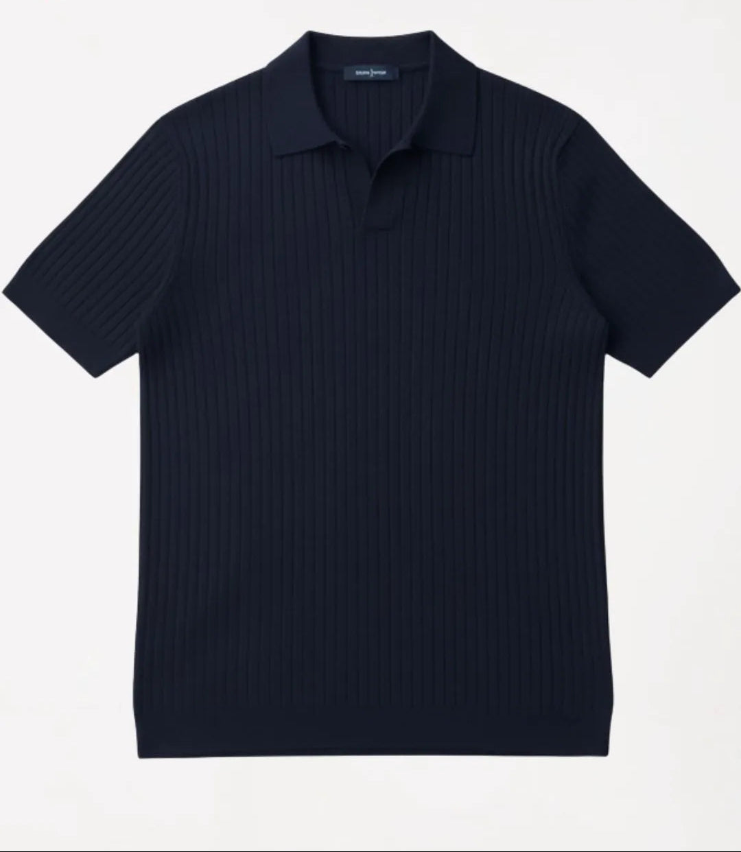 Men’s Navy Ribbed Knit Polo