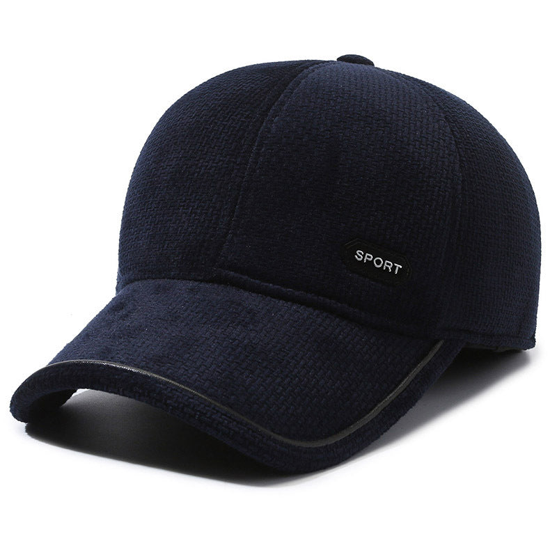 1pz Cappello da baseball caldo invernale unisex, a prova di vento e freddo, imbottito in pile di poliestere, stile sportivo con falde per le orecchie, traspirante, tessuto spesso di colore solido, lavaggio a mano/ristretto solo - Nero