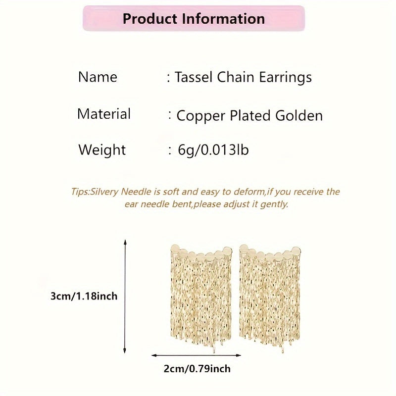 Orecchini con nappe dorate, orecchini a forma di arco lungo esagerato alla moda con design semplice ed elegante e spille argentate