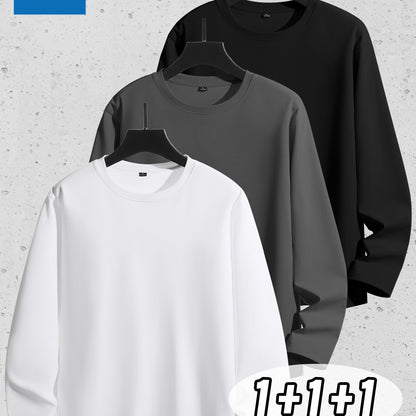 Linea Uomo+ Classic - Jeanswest Maglietta Uomo a Manica Lunga in Puro Cotone