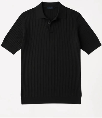 Men’s Navy Ribbed Knit Polo