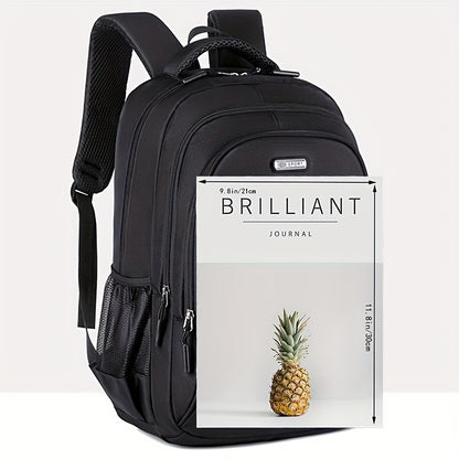 Zaino da Viaggio di Grande Capacità per Uomini - Nylon Resistente, Spallacci Regolabili, Borsa Multiscomparti per Affari e Scuola, Nero, Zaino da Viaggio