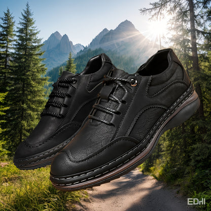 Scarpe da Uomo in Vera Pelle per Business Casual, Scarpe da Allenamento Sportivo, Scarpe da Trekking e Viaggio all'Aperto, Scarpe Basse, Scarpe da Guida, Design con Lacci in Pelle Tinta Unita, Comode e Pratiche per Tutte le 4 Stagioni, Suola Spessa Antisc