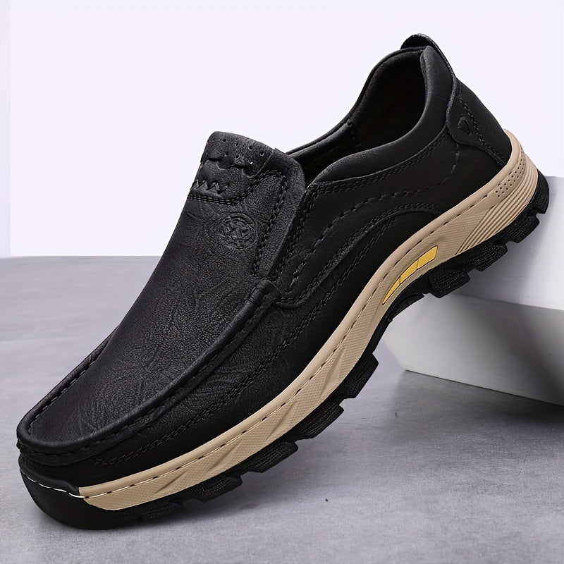 Scarpe da uomo in pelle di mucca divisa CLOHOO, comode scarpe mocassino slip-on con suola in gomma antiscivolo per camminare, calzature da uomo