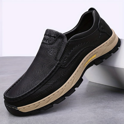 Scarpe da uomo in pelle di mucca divisa CLOHOO, comode scarpe mocassino slip-on con suola in gomma antiscivolo per camminare, calzature da uomo