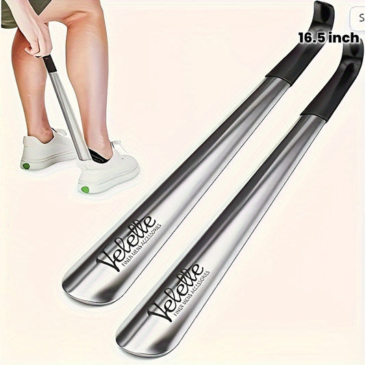 1pz Extra Lungo 41.91 cm Calzascarpe in Acciaio Inox per Anziani - Impugnatura Comfort Antiscivolo, Costruzione in Metallo Durevole, Strumento Facile per Mettere e Togliere le Scarpe per Anziani, Disabili, Persone con Mobilità Ridotta