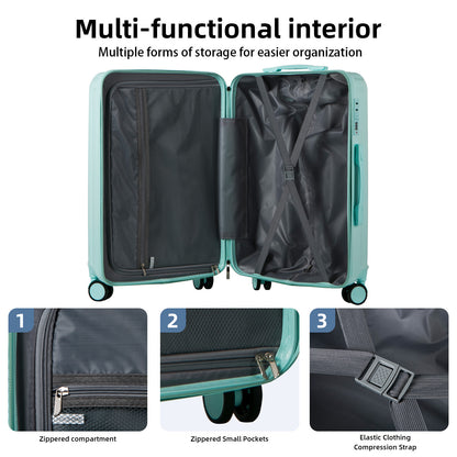 Valigia da Viaggio pz: Set di 3 Pezzi con Ruote Girevoli, Valigie Eleganti in Verde Pratico per Viaggi, Include Valigie Premium da 14/20/28 Pollici