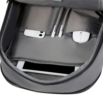 Zaino espandibile in stile business, similpelle, cerniera liscia resistente, borsa per laptop multi-pad, zaino casual, adatto per il pendolarismo quotidiano, viaggi di lavoro all'aperto, regalo ideale per le vacanze, opzioni nero, grigio scuro, grigio chi