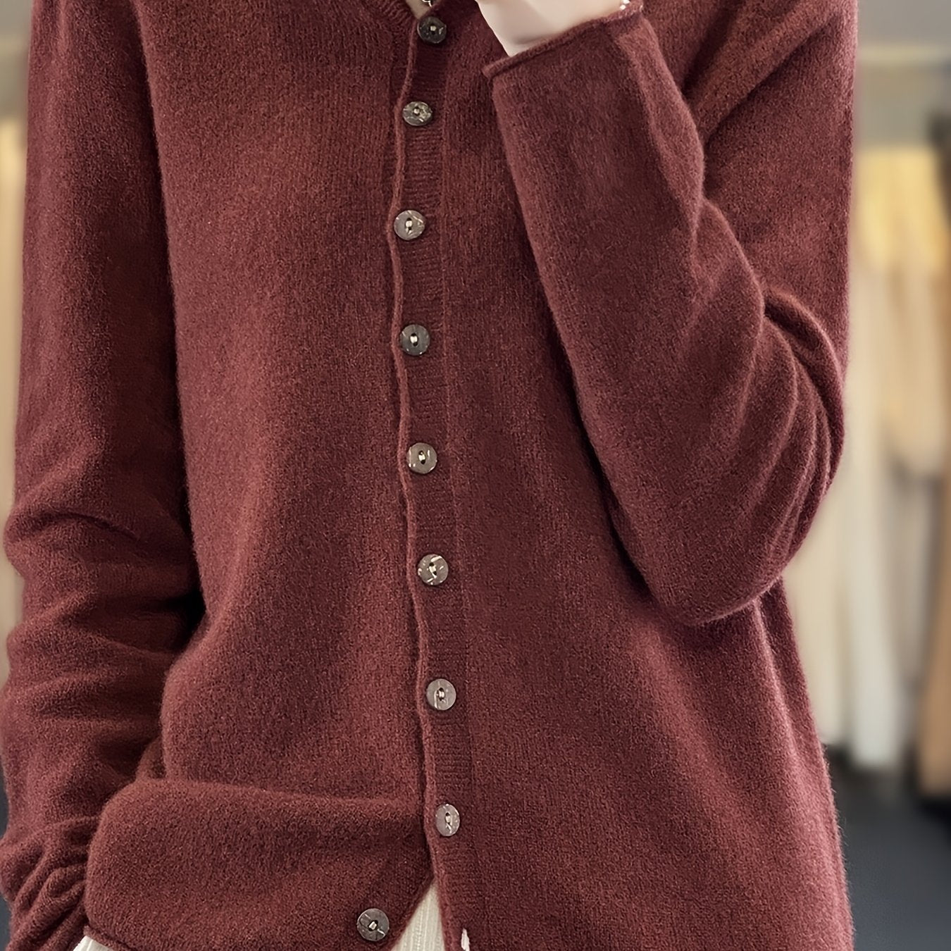 Maglione con cappuccio casual da donna in 100% lana, cardigan lavorato a maglia in lana merino tinta unita, manica lunga, vestibilità regolare, design aperto sul davanti, scelta elegante e calda per l'autunno/inverno, ultra morbido