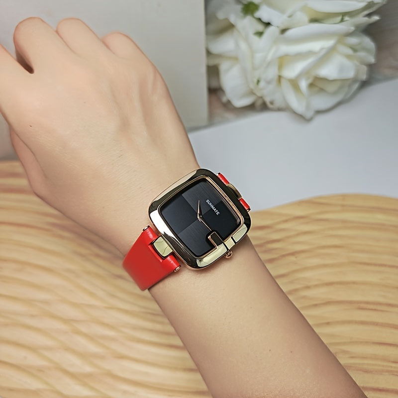 Orologio Quadrato a Quarzo per Donna, Stile Semplice e Individuale, Orologio di Lusso con Blocco di Colore