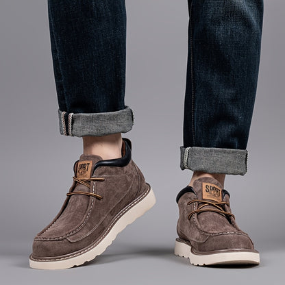 Scarpe Derby Genuine da Uomo - Stivali alla Caviglia Marroni con Chiusura a Lacci, Comode e Traspiranti, Versatili per Tutte le Stagioni, Perfette per Abbigliamento Casual, Calzature Quotidiane | Stivali alla Caviglia Sottili | Suola in Gomma Durevole