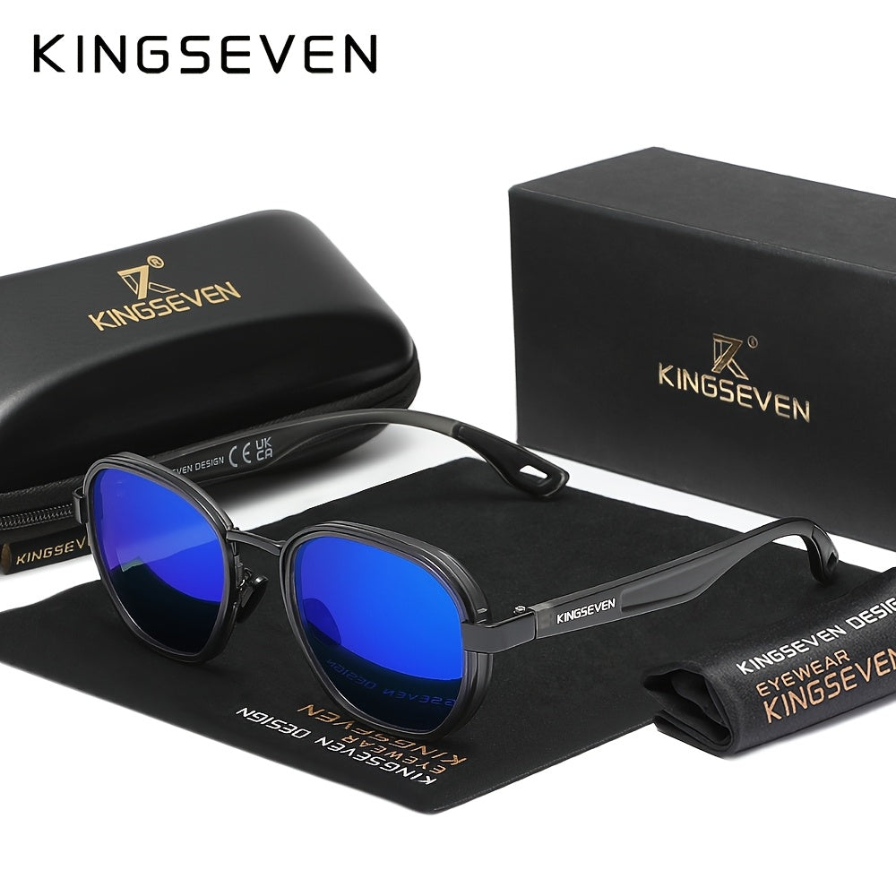 KINGSEVEN Design Occhiali da Uomo con Montatura Rotonda, Adatti anche per la Moda Femminile, Montatura Decorativa in Lega, Ideali per Tempo Libero, Fotografia, Accessori per Feste e Regalo Esclusivo di Moda