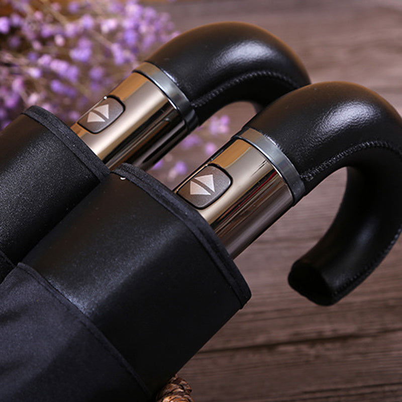 Ombrello Classico Stile Inglese 10 Stecche Resistente al Vento Pieghevole a 3 Strati Parasole di Qualità per Uomo Elegante