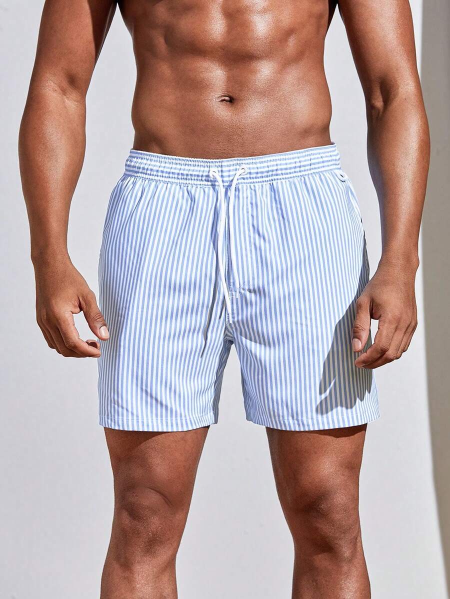 Men’s Blue Striped Swim Shorts