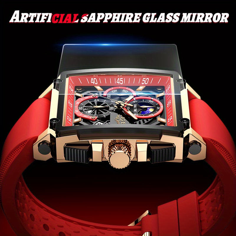 Orologio da polso LIGE da uomo, di lusso, impermeabile, al quarzo, quadrato, da uomo/donna, con data, sportivo, in silicone