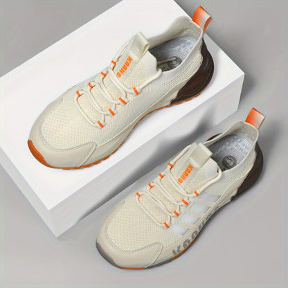 Sneakers alla Moda - Traspiranti, Antiscivolo con Suola Spessa per Attività all'Aperto, Scarpe Casual con Lacci in Marrone Crema