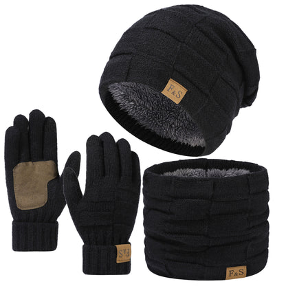 Set invernale in maglia acrilica da 3 pezzi per uomo, tema supereroe, leggero cappello a visiera con pizzo, guanti elastici, calzamaglia con chiusura a scatto, lavabile a mano - Accessori versatili per il giorno della neve