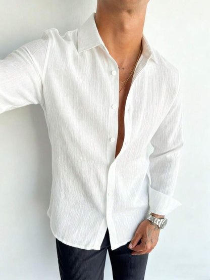 Men’s White Linen Shirt