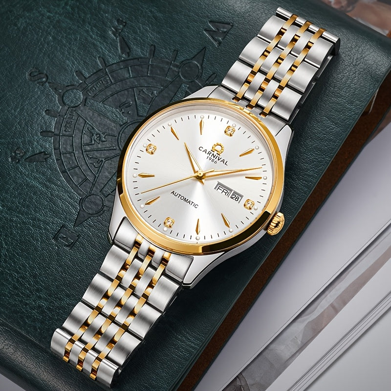 Orologio Meccanico Uomo I&W Carnival, Automatico a Carica Autonoma, Vetro Sintetico Zaffiro, Impermeabile, Regalo per le Vacanze