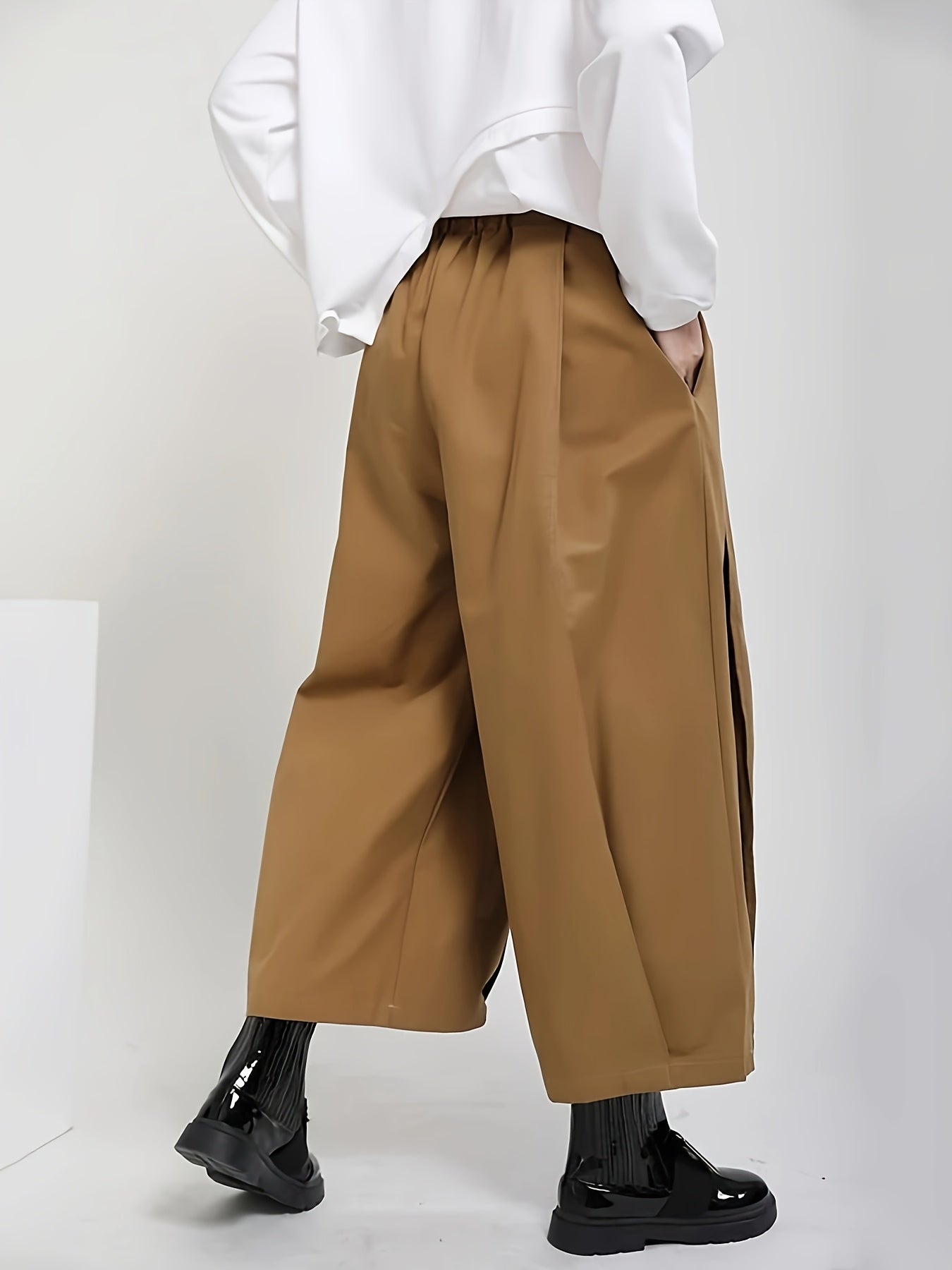 Pantaloni da donna a vita alta e gamba larga - Eleganti pantaloni a gamba dritta con texture liscia, pantaloni per tutte le stagioni, per tutti i giorni e formali da donna - Ufficio, festa, outfit casual - Tessuto non elasticizzato di facile manutenzione,