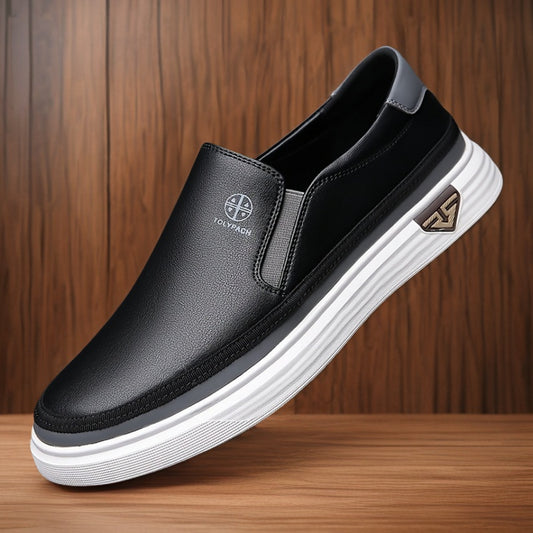 Mocassini Slip-On Eleganti da Uomo - Tomaia Morbida, Suola in Gomma Antiscivolo, Bianco con Accenti Marrone e Dorati, Comodi per l'Uso Quotidiano Casual, Scarpe da Vacanza | Cuciture Decorative | Scarpe Sintetiche, Scarpe Eleganti