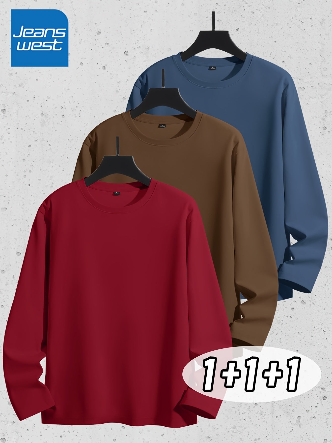 Linea Uomo+ Classic - Jeanswest Maglietta Uomo a Manica Lunga in Puro Cotone