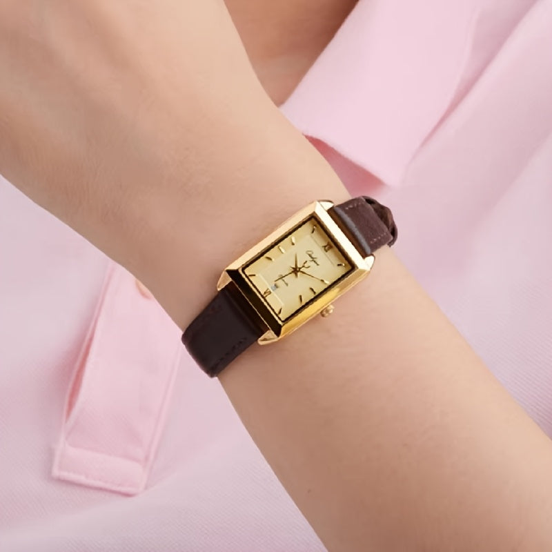 Orologio Elegante da Donna - Cassa Dorata con Cinturino Marrone, Movimento al Quarzo con Data, Orologio di Lusso per Tutti i Giorni e Occasioni Formali - Regalo Ideale per Compleanno/Anniversario, Design Sofisticato
