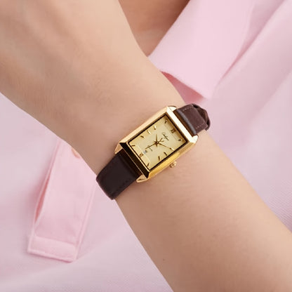 Orologio Elegante da Donna - Cassa Dorata con Cinturino Marrone, Movimento al Quarzo con Data, Orologio di Lusso per Tutti i Giorni e Occasioni Formali - Regalo Ideale per Compleanno/Anniversario, Design Sofisticato