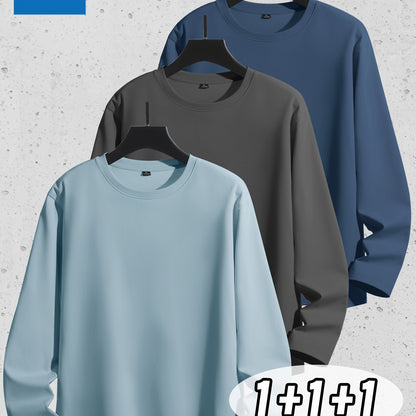 Linea Uomo+ Classic - Jeanswest Maglietta Uomo a Manica Lunga in Puro Cotone