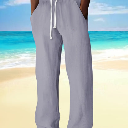 Uomo Pantaloni - Modelli a Gamba Dritta con Vita Regolabile, Senza Cintura per Look Casual e Semi-Formale - Leggeri e Traspiranti per Primavera/Autunno, Stile Rilassato, Costruzione Resistente