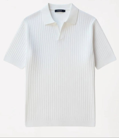 Men’s Navy Ribbed Knit Polo