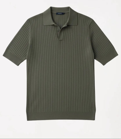 Men’s Navy Ribbed Knit Polo