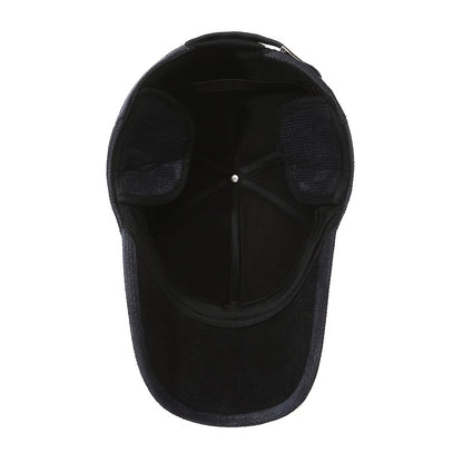 1pz Cappello da baseball caldo invernale unisex, a prova di vento e freddo, imbottito in pile di poliestere, stile sportivo con falde per le orecchie, traspirante, tessuto spesso di colore solido, lavaggio a mano/ristretto solo - Nero