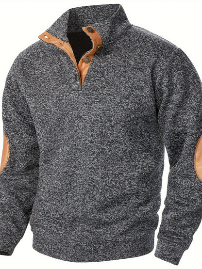 Maglione Uomo con Collo Alto e Maniche Lunghe - Felpa Casual Autunno Inverno Calda con Bottoni, Taglio Regolare per Abbigliamento Casual