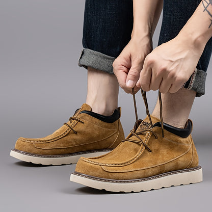 Scarpe Derby Genuine da Uomo - Stivali alla Caviglia Marroni con Chiusura a Lacci, Comode e Traspiranti, Versatili per Tutte le Stagioni, Perfette per Abbigliamento Casual, Calzature Quotidiane | Stivali alla Caviglia Sottili | Suola in Gomma Durevole