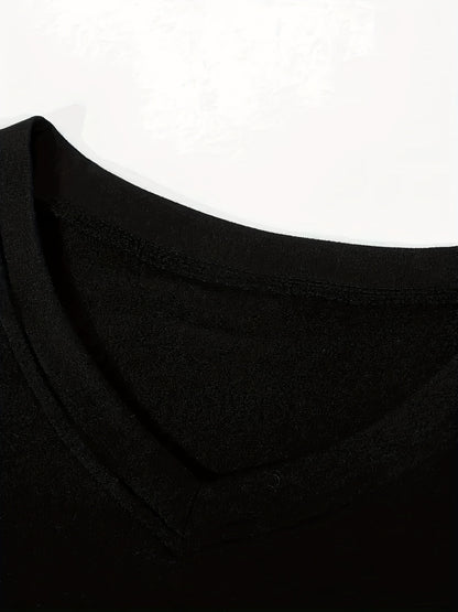 Magliette a maniche corte con scollo a V in tinta unita per uomo, 3 pezzi, essenziali estivi |, tinta unita, poliestere ad asciugatura rapida, perfette per corsa all'aperto e allenamenti, lavabili in lavatrice