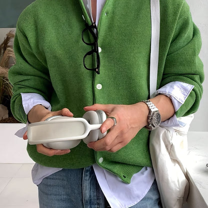 Maglione Cardigan Casual da Uomo - Tinta Unita con Maniche Lunghe e Bottoni, Pullover a Collo Rotondo Regular Fit per Autunno Inverno, Pezzo Versatile da Indossare sopra Jeans & Pantaloni Eleganti, Tessuto Confortevole