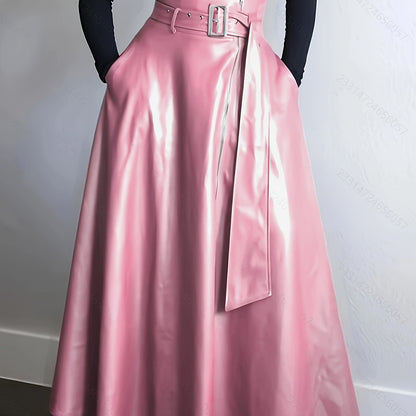 A-Line Luxe - Gonna Elegante in Pelle Sintetica a Vita Alta