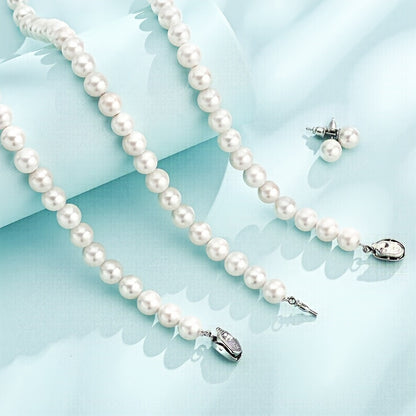 Set di gioielli da donna in argento 925, composto da perle d'acqua dolce, collana, orecchini e bracciale. Elegante e lussuoso, adatto a varie occasioni come regali, feste serali, accompagnato da una bella scatola regalo.