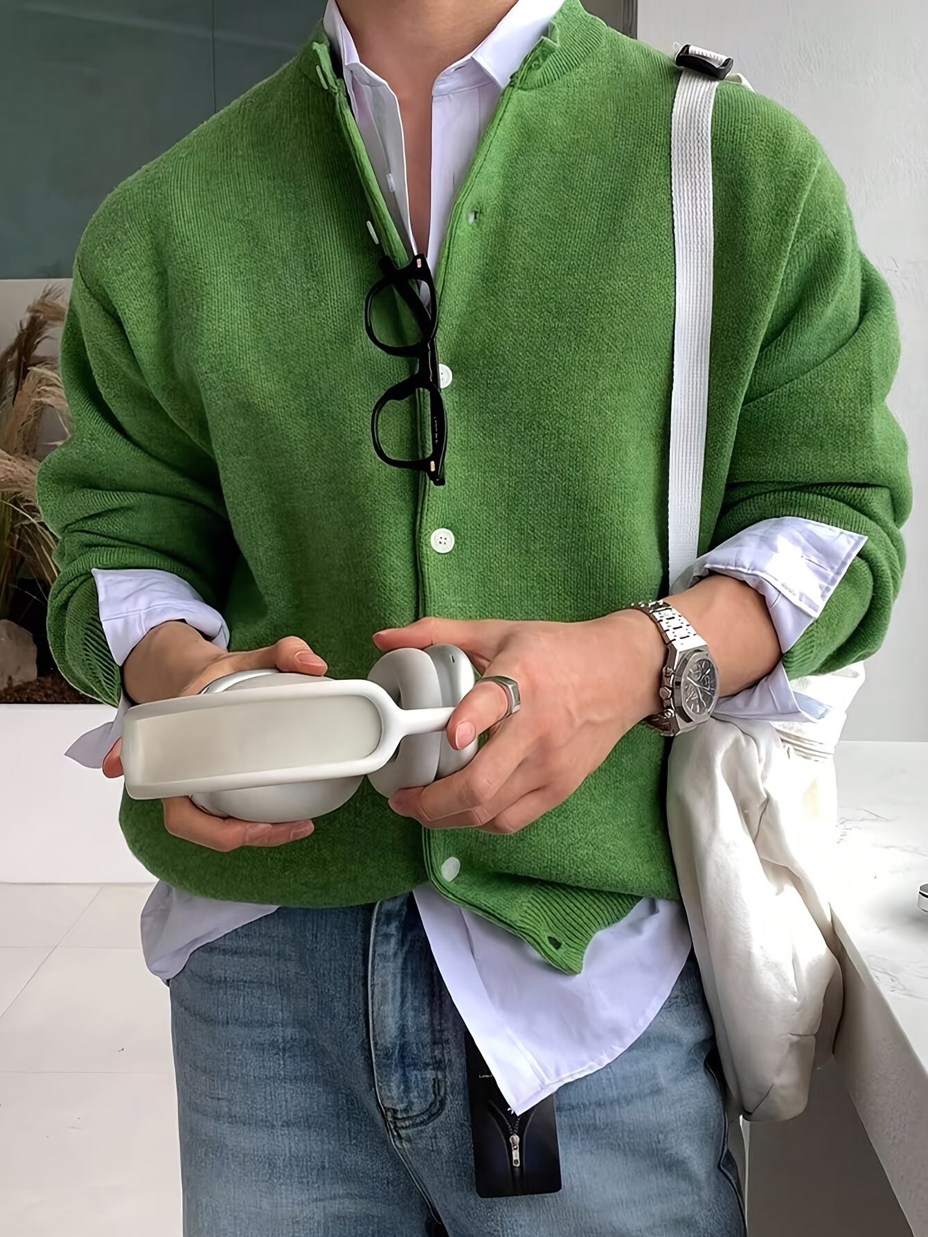 Maglione Cardigan Casual da Uomo - Tinta Unita con Maniche Lunghe e Bottoni, Pullover a Collo Rotondo Regular Fit per Autunno Inverno, Pezzo Versatile da Indossare sopra Jeans & Pantaloni Eleganti, Tessuto Confortevole